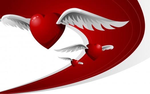 صور رومانسية للعشاق  Flying Love Hearts Wallpaper حب وغرام