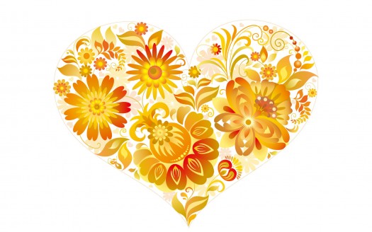 صور رومانسية للعشاق  Love Heart with Flowers Wallpaper حب وغرام