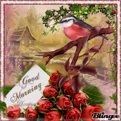 Bird And Red Rose Good Morning Gif