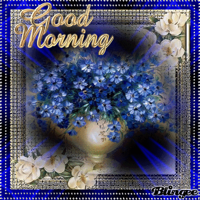 صور صباح الخير Good Morning Blue Flower Animated Image  صباح الحب يسعد صباحك