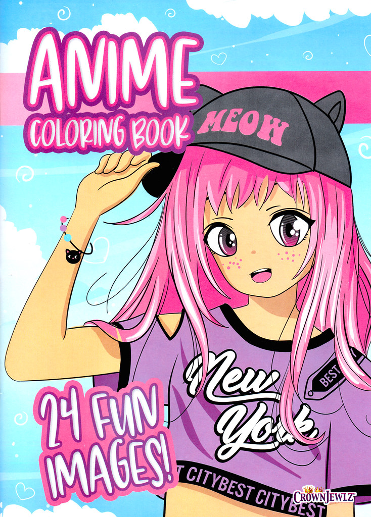 Anime Coloring Book - Pink Girl/New York (Crown Jewlz)